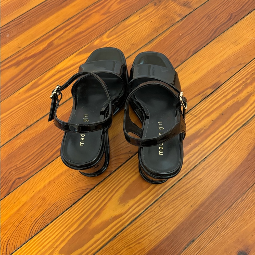 Madden Girl Black Wedge Heels with Ankle Strap - Picture 5 of 6